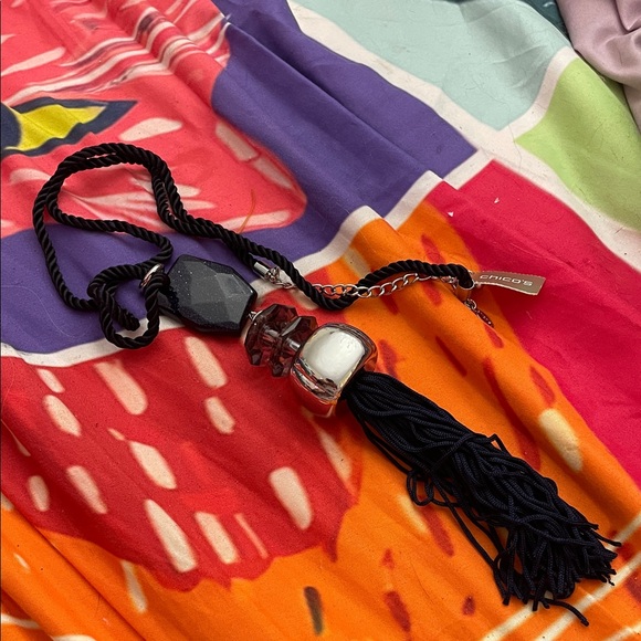 Chico's Jewelry - Chico's Silver and Black Tassel Necklace